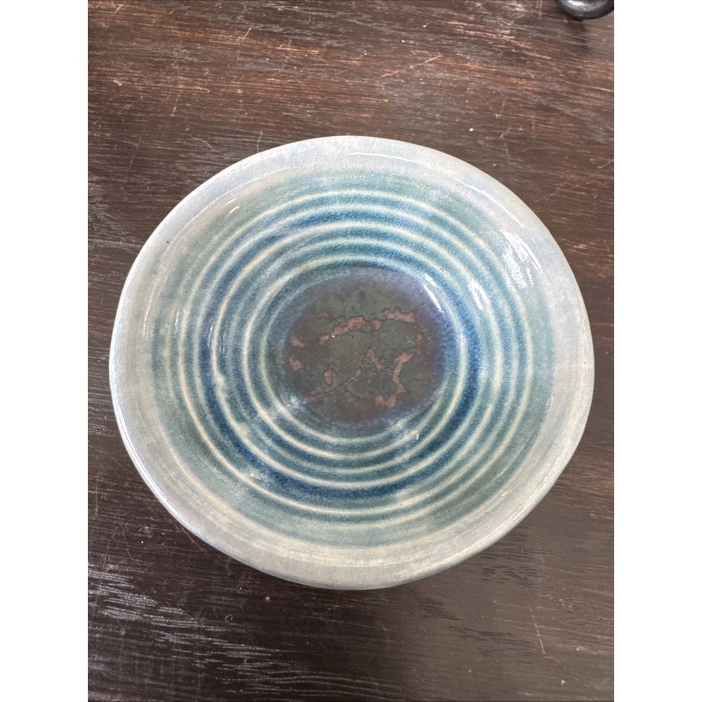 Blessing‎ Bowl Raku Pottery Jeremy Diller  Blue Brown Mini 3 Inch